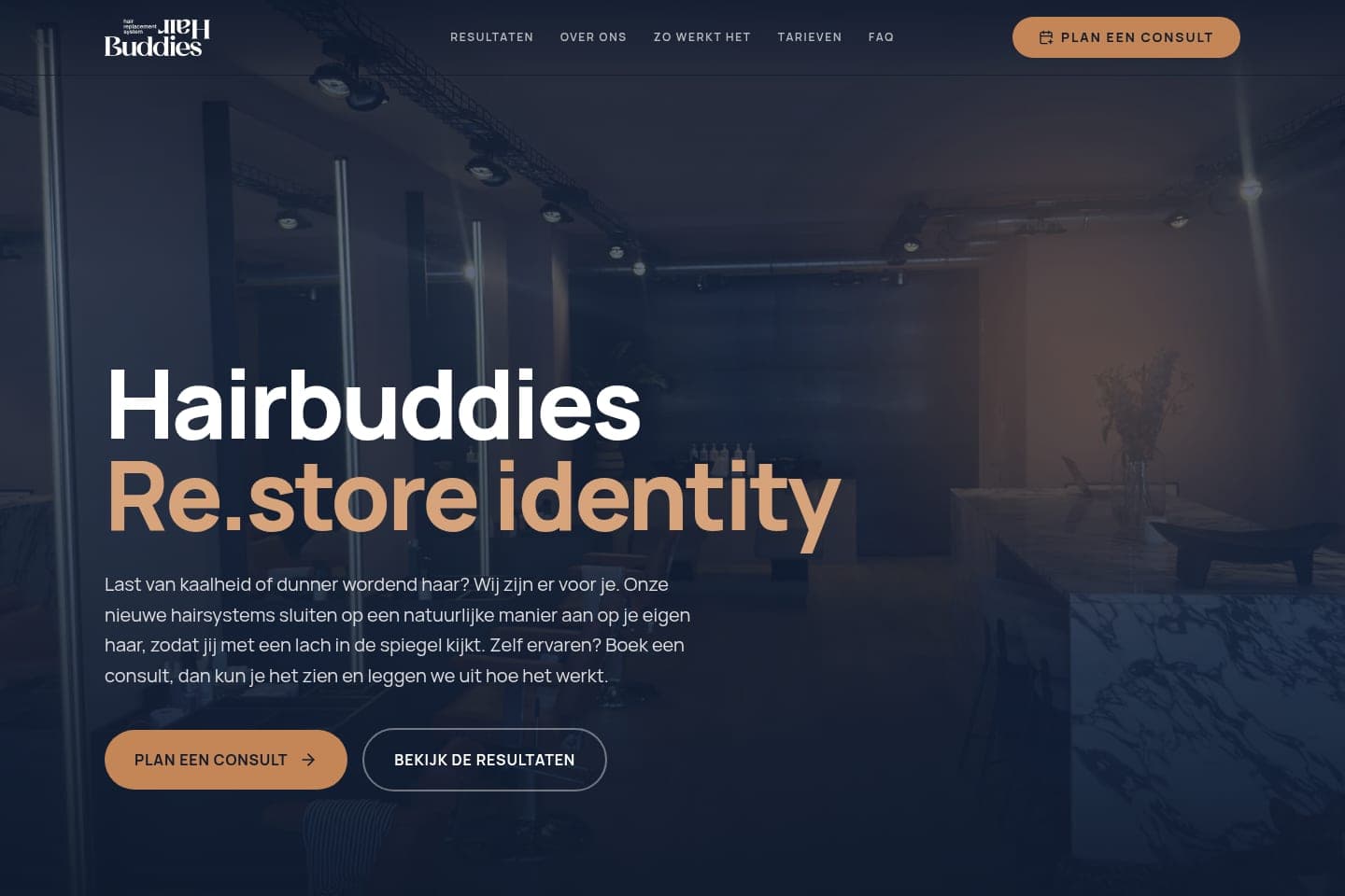 Screenshot van Hairbuddies, website door Invoker