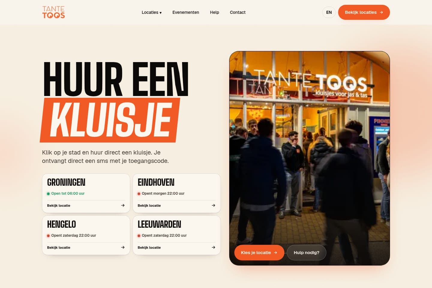 Screenshot van Tante Toos, website door Invoker